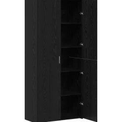 vidaXL Hoge kast 2 pcs Zwart Eiken 80 x 42 x 185 cm