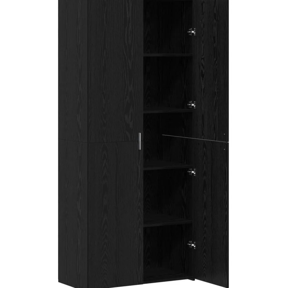 vidaXL Hoge kast 2 pcs Zwart Eiken 80 x 42 x 185 cm