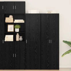 vidaXL Hoge kast 2 pcs Zwart Eiken 50 x 42,5 x 185 cm