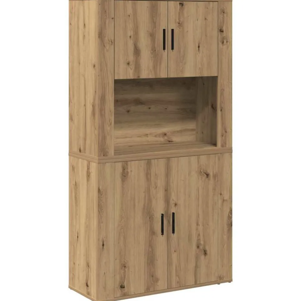 vidaXL Hoge kast Artisan Eiken 80 x 33 x 150 cm Bewerkt hout