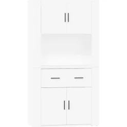 vidaXL Hoge kast bewerkt hout wit
