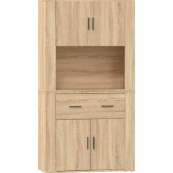 vidaXL Hoge kast bewerkt hout sonoma eikenkleurig