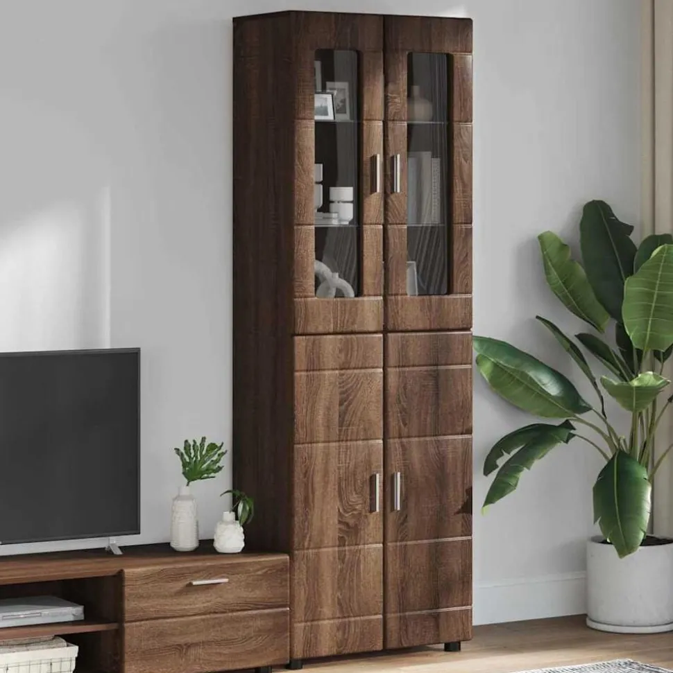 vidaXL Hoge kast FLORIN Bruin Eiken 60 x 35 x 182 cm Bewerkt hout