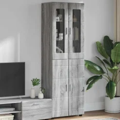 vidaXL Hoge kast FLORIN Grijs Sonoma 60 x 35 x 182 cm Bewerkt hout