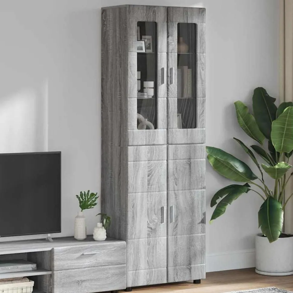 vidaXL Hoge kast FLORIN Grijs Sonoma 60 x 35 x 182 cm Bewerkt hout