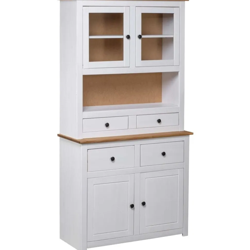 vidaXL Hoge kast Panama Range 93x40,5x180 cm massief grenenhout wit