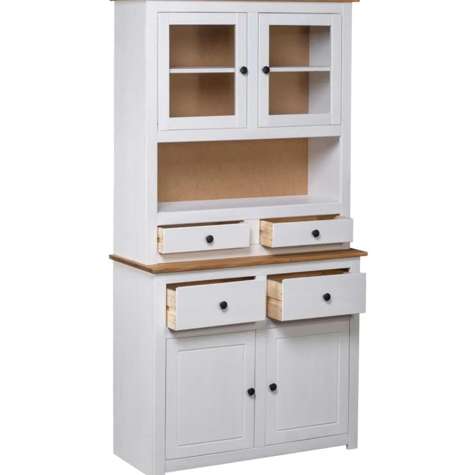 vidaXL Hoge kast Panama Range 93x40,5x180 cm massief grenenhout wit