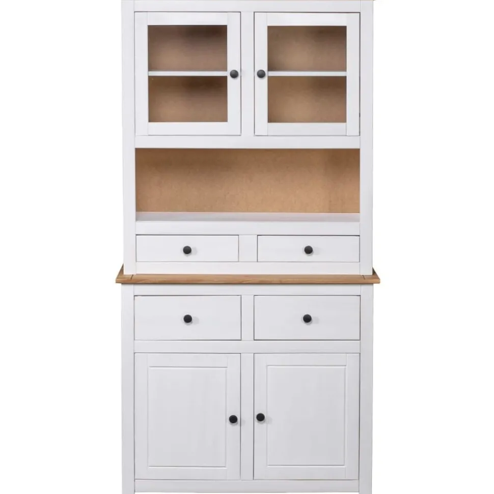 vidaXL Hoge kast Panama Range 93x40,5x180 cm massief grenenhout wit