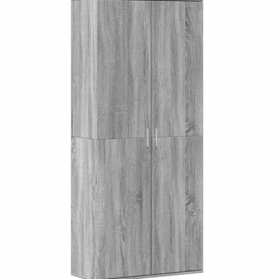 vidaXL Hoge kast 80x35x180 cm bewerkt hout grijs sonoma eikenkleurig