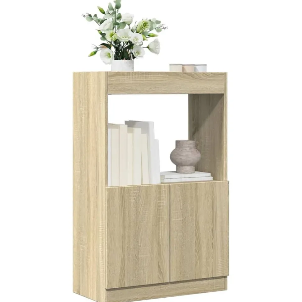 vidaXL Hoge kast 63x33x100 cm bewerkt hout sonoma eikenkleurig