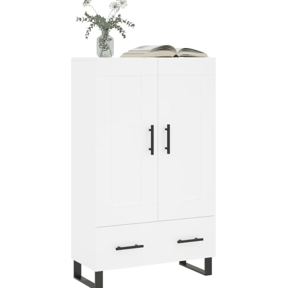 vidaXL Hoge kast 69,5x31x115 cm bewerkt hout wit