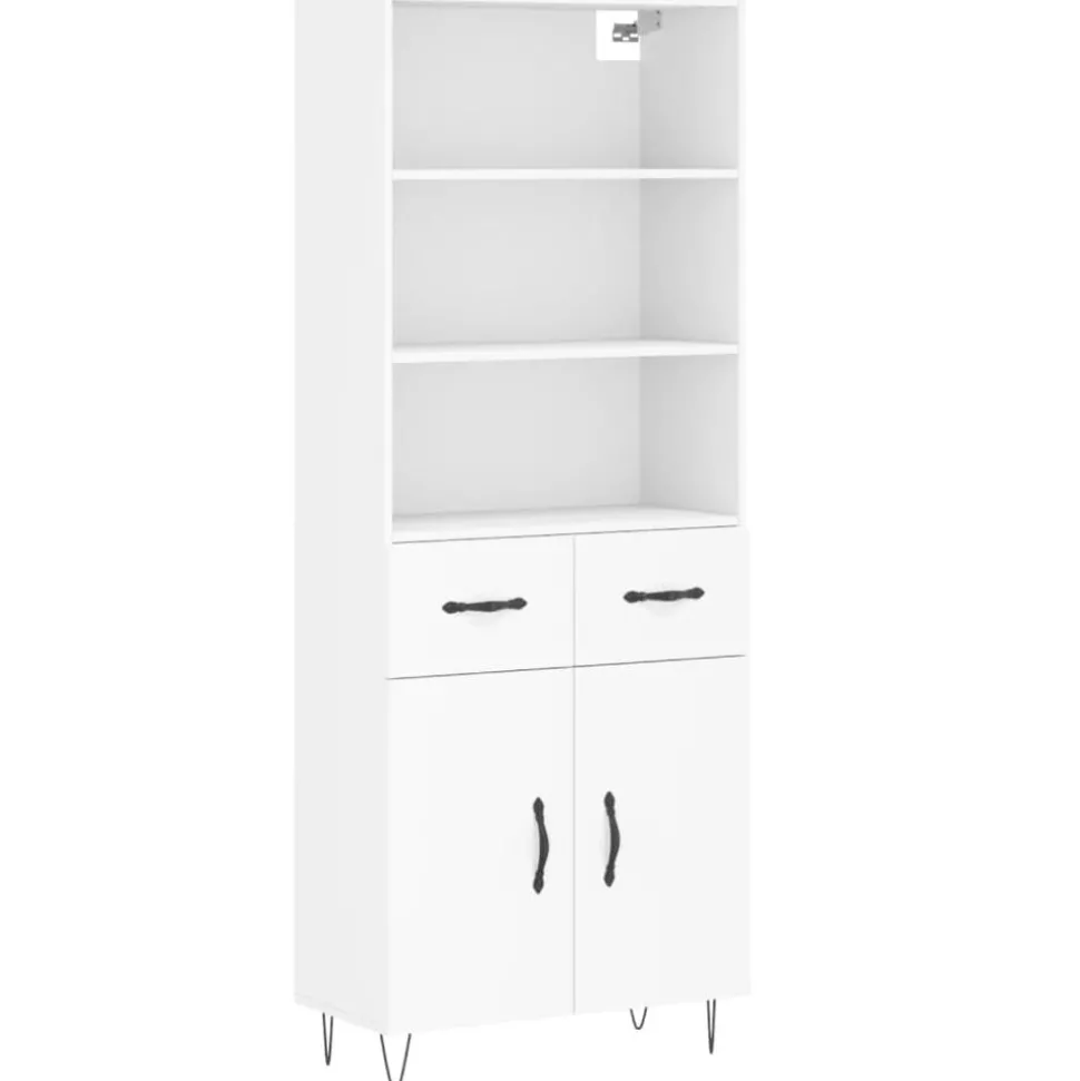 vidaXL Hoge kast 69,5x34x180 cm bewerkt hout wit