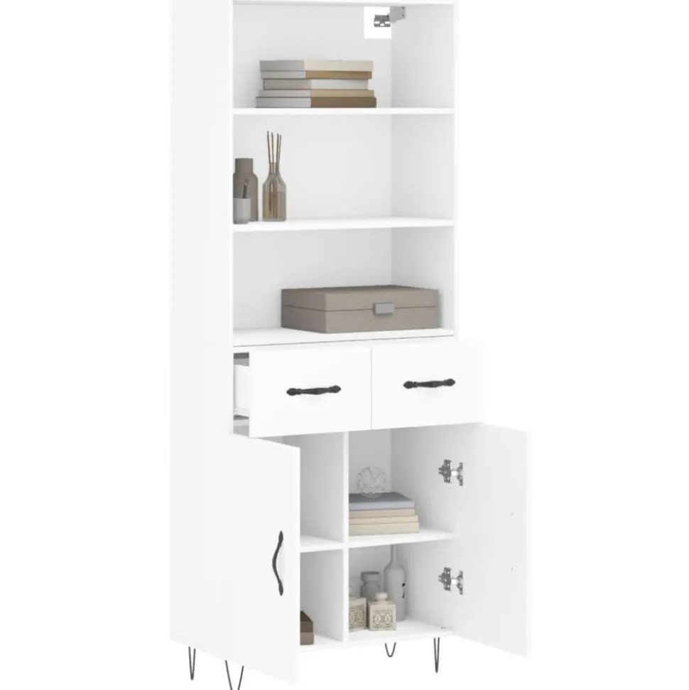 vidaXL Hoge kast 69,5x34x180 cm bewerkt hout wit