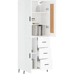 vidaXL Hoge kast 69,5x34x180 cm bewerkt hout wit