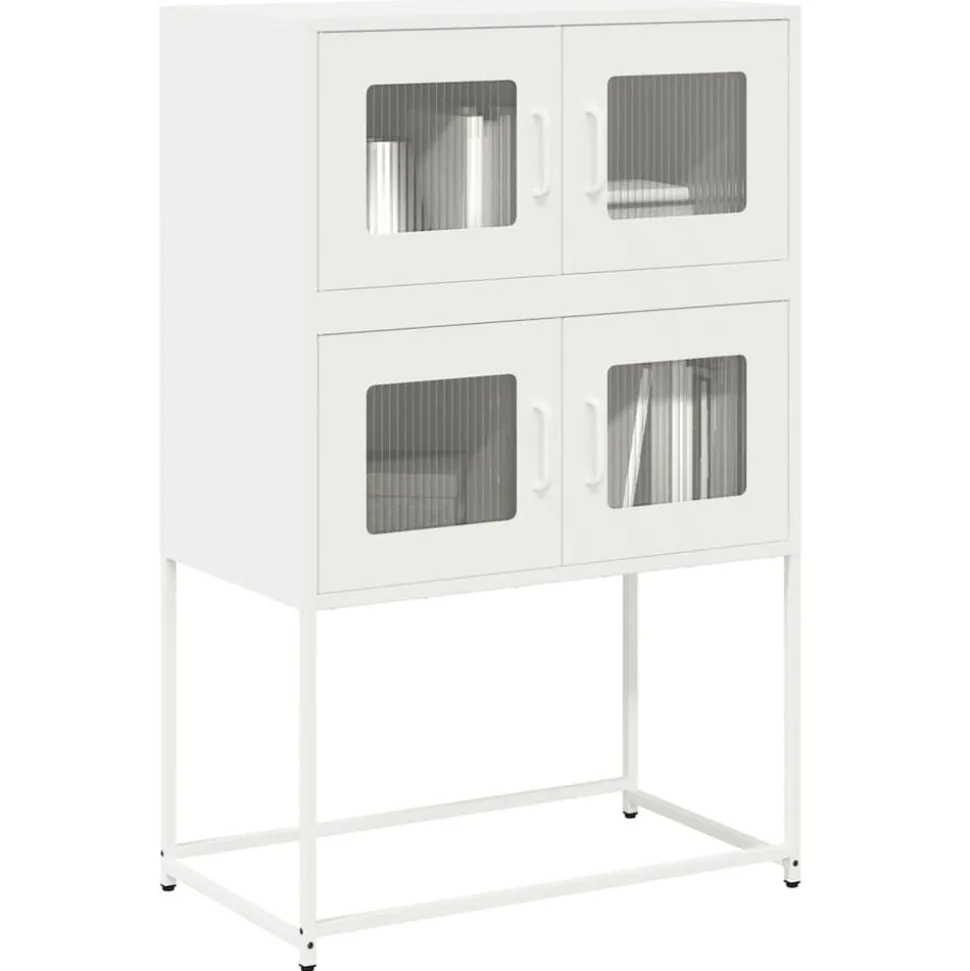vidaXL Hoge kast 68x39x107 cm staal wit
