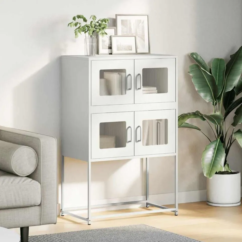 vidaXL Hoge kast 68x39x107 cm staal wit