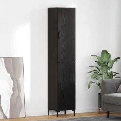 vidaXL Hoge kast Zwart Eiken 34,5 x 34 x 180 cm Bewerkt hout