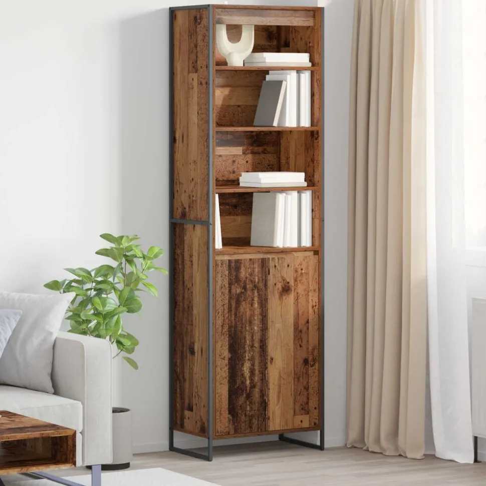 vidaXL Hoge Kasten 2 pcs Oud Hout 60 x 36 x 200 cm Bewerkt hout