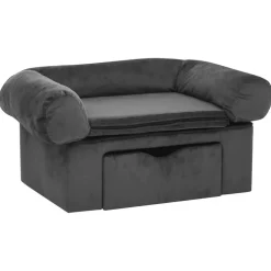 vidaXL Hondenbank met lade 75x50x38 cm pluche donkergrijs