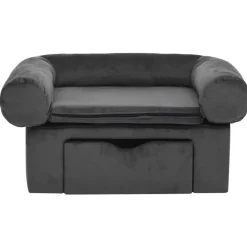 vidaXL Hondenbank met lade 75x50x38 cm pluche donkergrijs