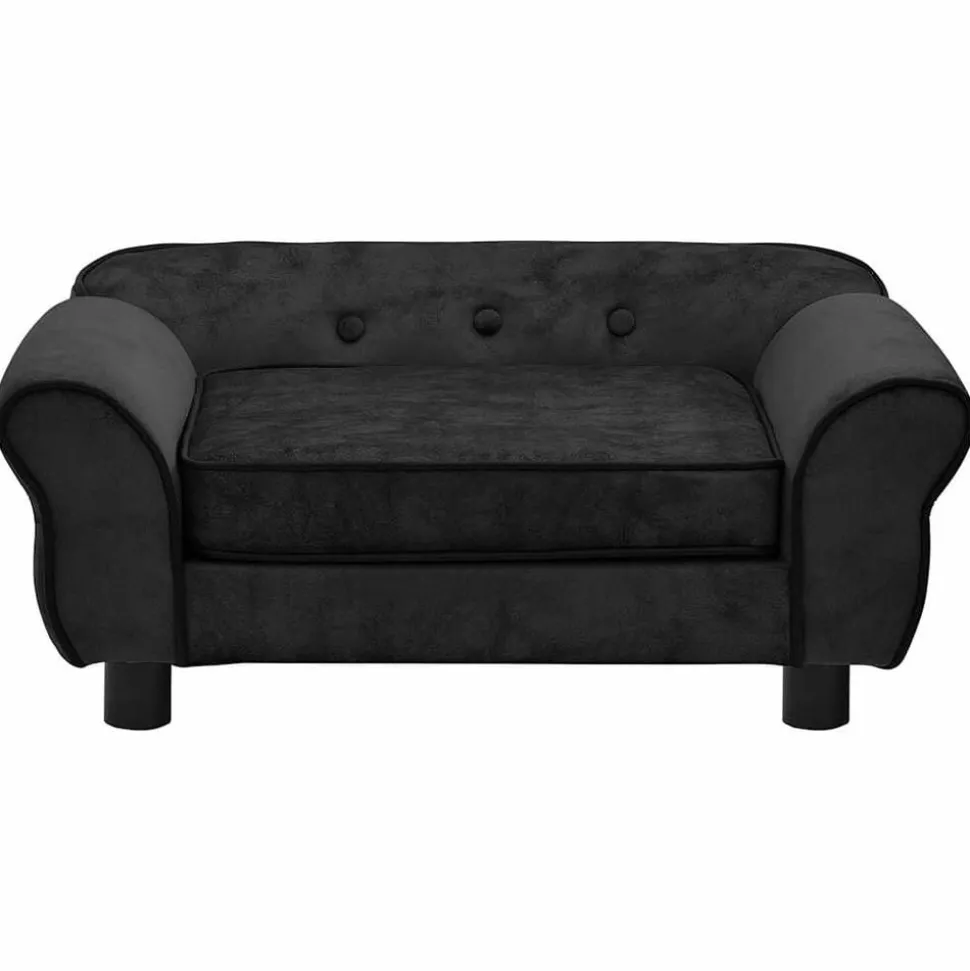 vidaXL Hondenbank 72x45x30 cm pluche zwart