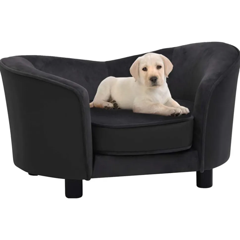 vidaXL Hondenbank 69x49x40 cm pluche en kunstleer zwart