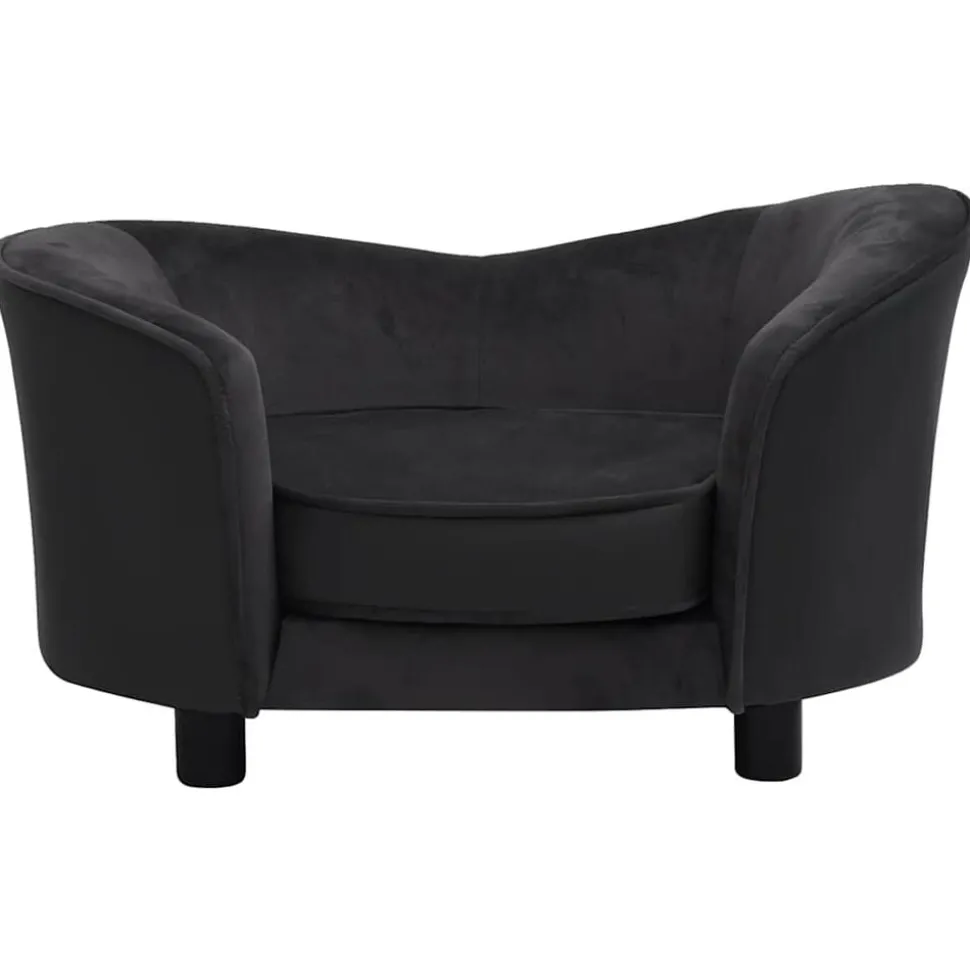 vidaXL Hondenbank 69x49x40 cm pluche en kunstleer zwart