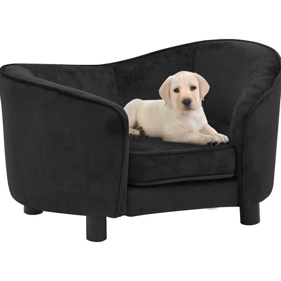 vidaXL Hondenbank 69x49x40 cm pluche zwart