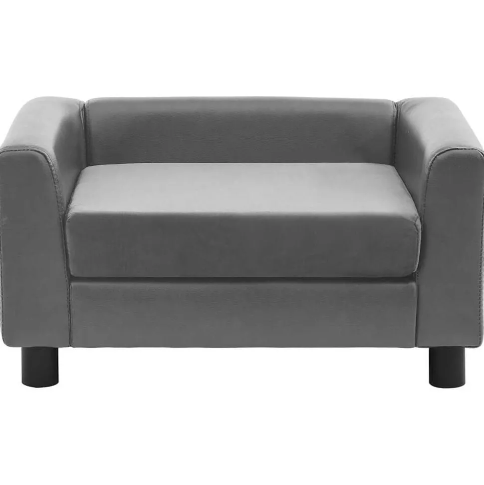vidaXL Hondenbank 60x43x30 cm pluche en kunstleer grijs