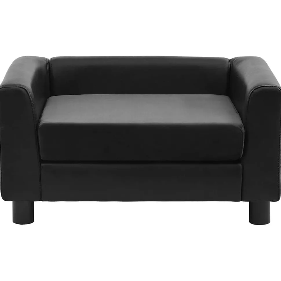 vidaXL Hondenbank 60x43x30 cm pluche en kunstleer zwart