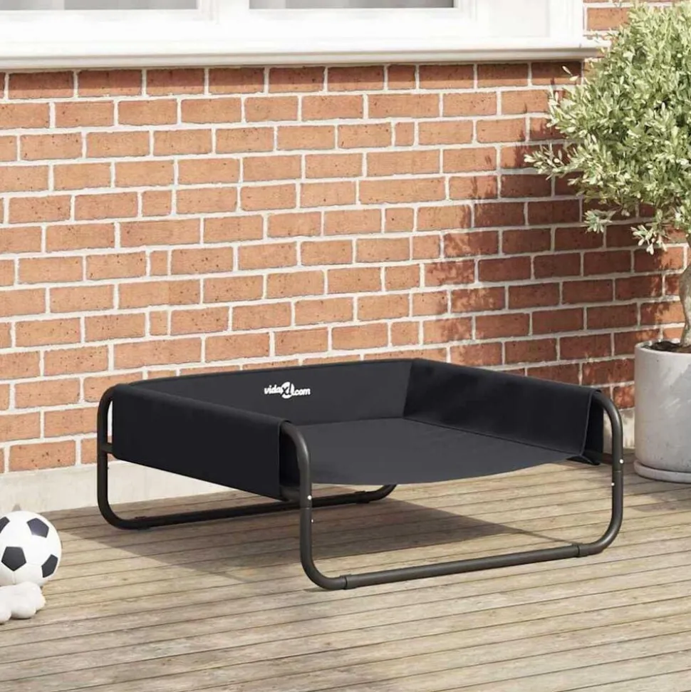 vidaXL Hondenbed Zwart 75 x 75 x 30 cm Staal