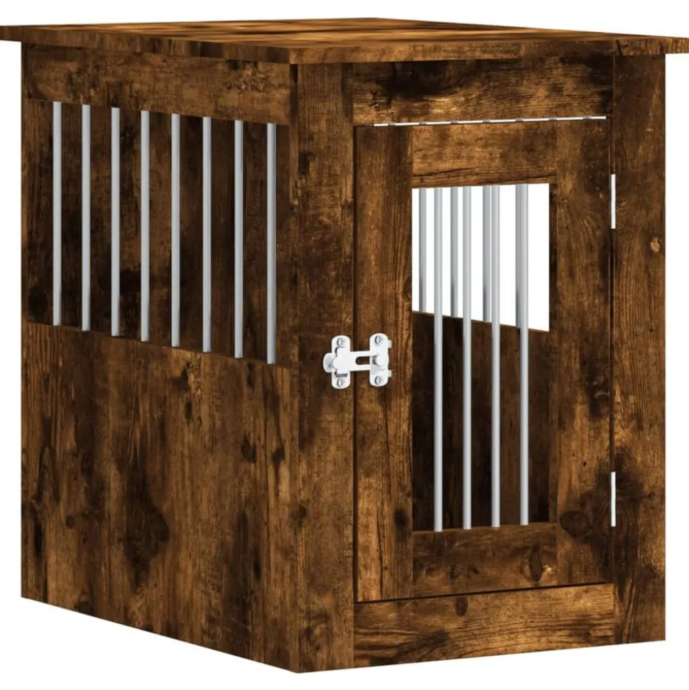 vidaXL Hondenbench 45x62x59 cm bewerkt hout gerookt eikenkleurig