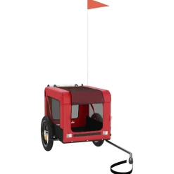 vidaXL Hondenfietstrailer oxford stof en ijzer rood en zwart