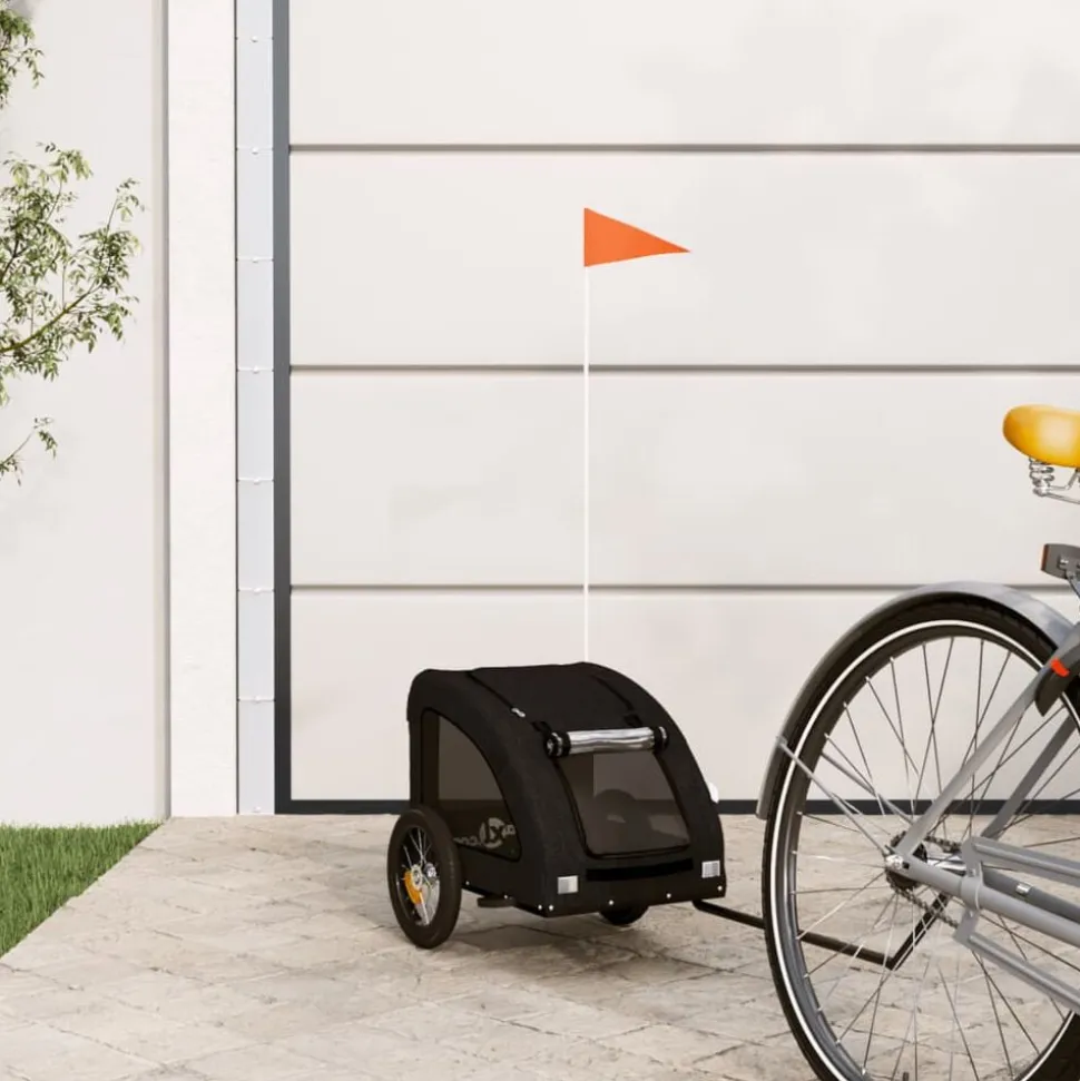 vidaXL Hondenfietstrailer oxford stof en ijzer zwart