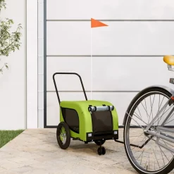 vidaXL Hondenfietstrailer oxford stof en ijzer groen en zwart
