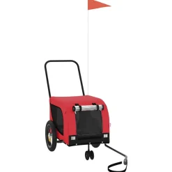 vidaXL Hondenfietstrailer oxford stof en ijzer rood en zwart
