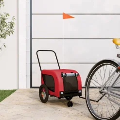 vidaXL Hondenfietstrailer oxford stof en ijzer rood en zwart