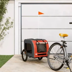 vidaXL Hondenfietstrailer oxford stof en ijzer oranje en grijs