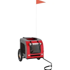 vidaXL Hondenfietstrailer oxford stof en ijzer rood en grijs