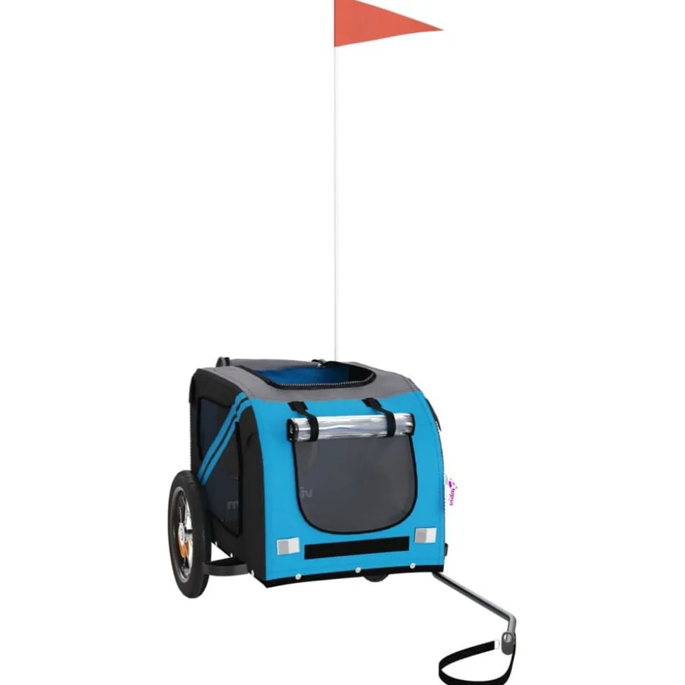 vidaXL Hondenfietstrailer oxford stof en ijzer blauw en grijs