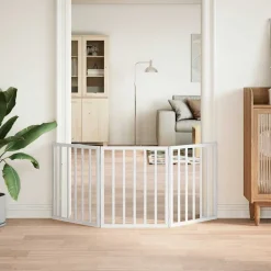 vidaXL Hondenhek inklapbaar 3 panelen 150 cm populierenhout wit