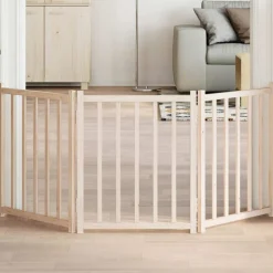 vidaXL Hondenhek inklapbaar 3 panelen 150 cm massief vurenhout