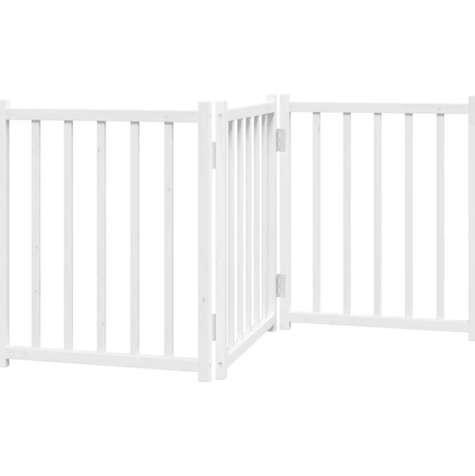 vidaXL Hondenhek inklapbaar 3 panelen 150 cm massief vurenhout wit