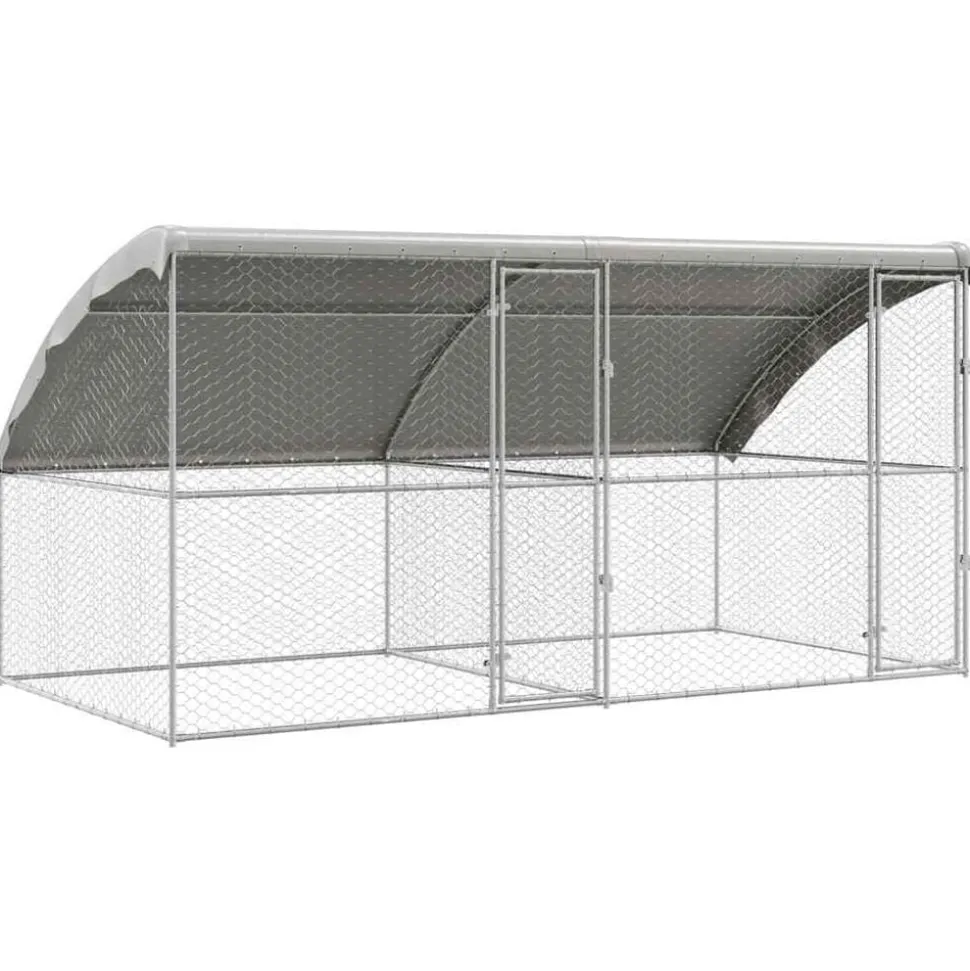 vidaXL Hondenhok 2 pcs Zilver 4 x 2 x 2 m Gegalvaniseerd staal