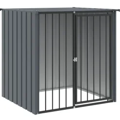 vidaXL Hondenhok met dak 110x103x109 cm gegalvaniseerd staal zwart