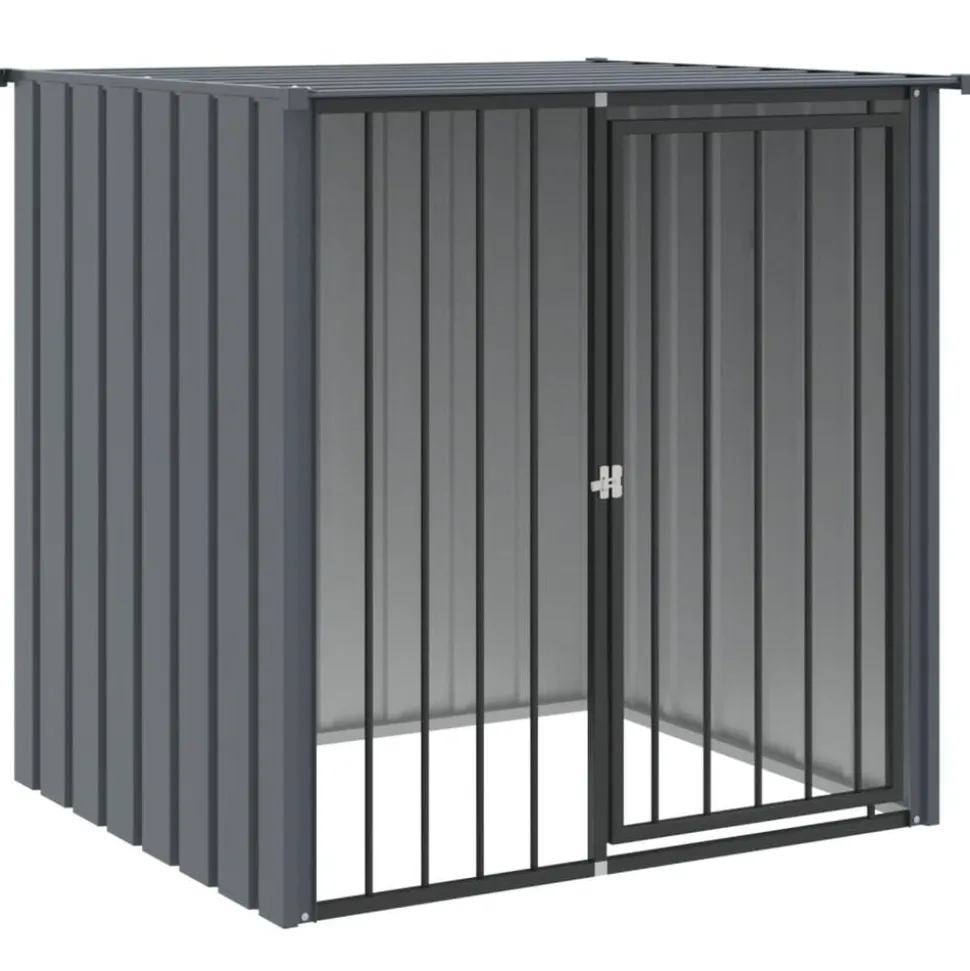 vidaXL Hondenhok met dak 110x103x109 cm gegalvaniseerd staal zwart