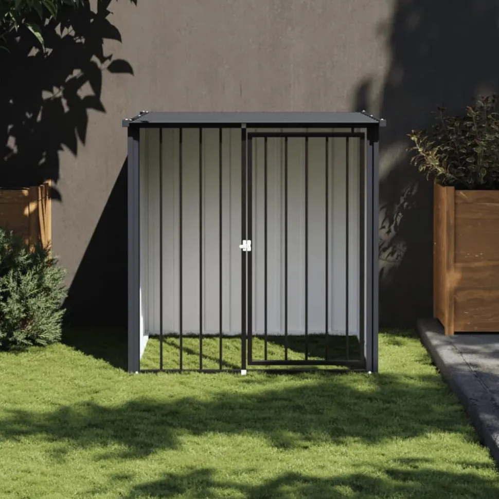 vidaXL Hondenhok met dak 110x103x109 cm gegalvaniseerd staal zwart