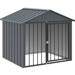 vidaXL Hondenhok met dak 117x103x102 cm gegalvaniseerd staal zwart