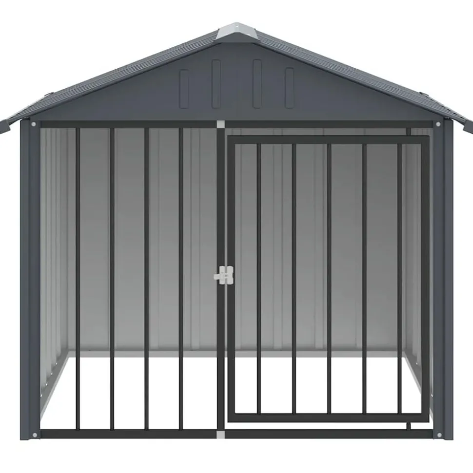vidaXL Hondenhok met dak 117x103x102 cm gegalvaniseerd staal zwart
