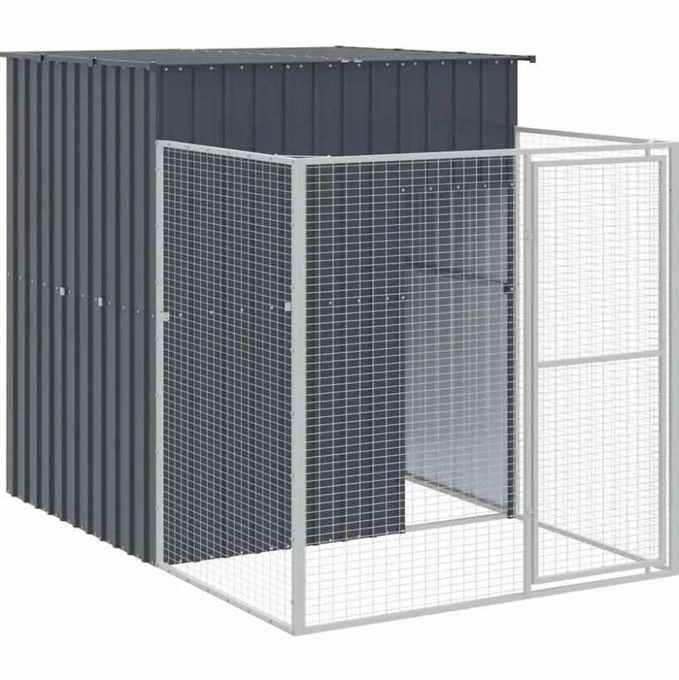 vidaXL Hondenhok met ren 165x251x181 cm gegalvaniseerd staal antraciet